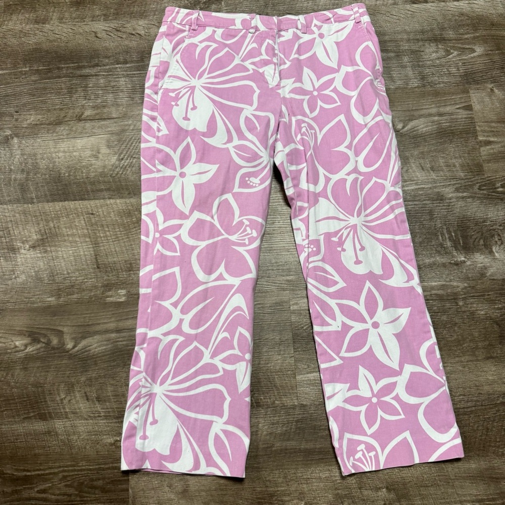 Tailor New York Pink & White Floral Pants Size 10